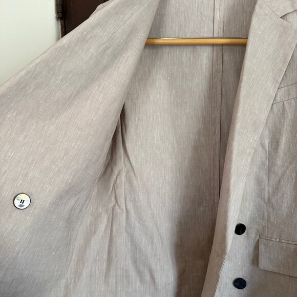 THEORY | Piazza Tan Linen Blend Double Breasted Blazer | Size 2 Summer Blazer - Picture 7 of 9